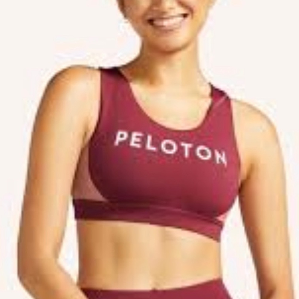 Peloton Logo Racerback Sports Bra Maroon Women's Medium Workout Top